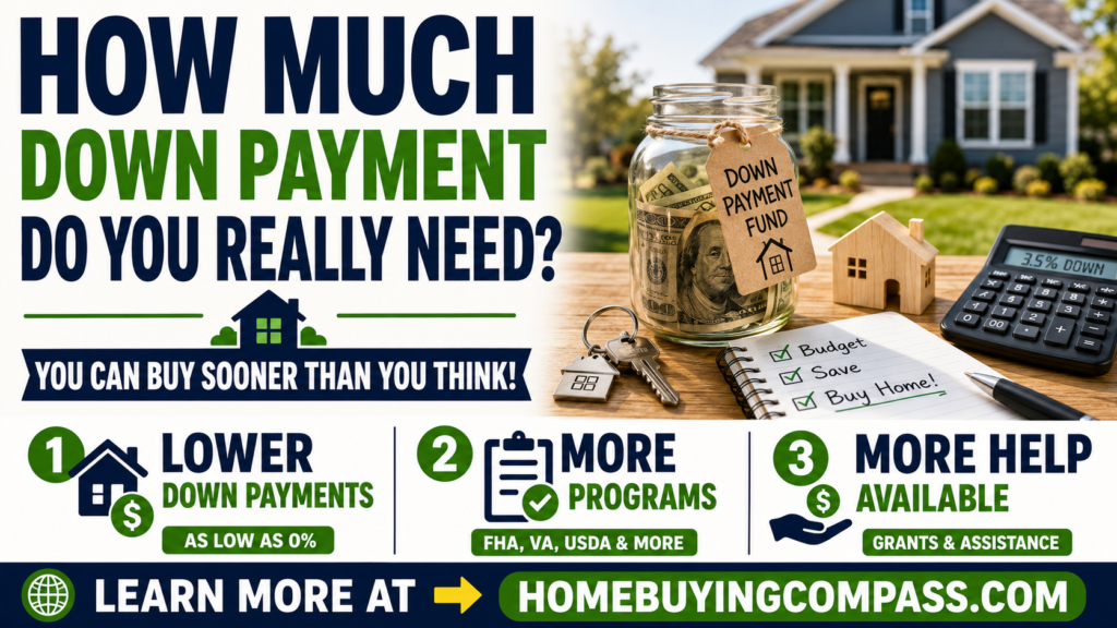 First-time home buyer calculating down payment savings with calculator and house keys on a table