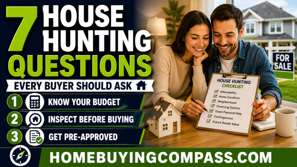 First time home buyer reviewing a house hunting questions checklist before touring homes